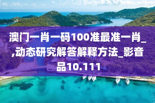 澳门一肖一码100准最准一肖_,动态研究解答解释方法_影音品10.111