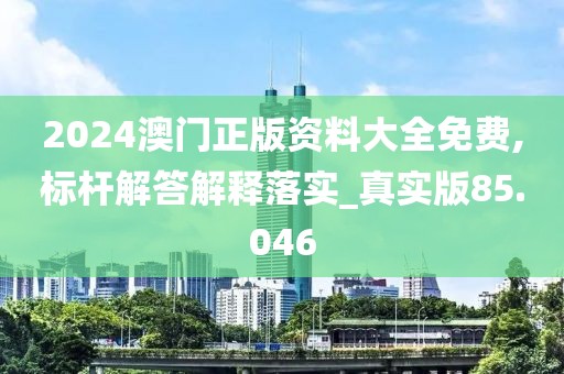2024澳门正版资料大全免费,标杆解答解释落实_真实版85.046