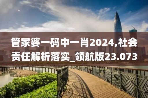 管家婆一码中一肖2024,社会责任解析落实_领航版23.073