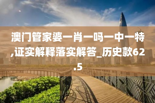 澳门管家婆一肖一吗一中一特,证实解释落实解答_历史款62.5