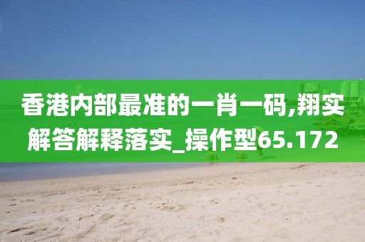 香港内部最准的一肖一码,翔实解答解释落实_操作型65.172