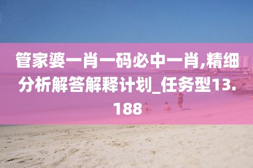 管家婆一肖一码必中一肖,精细分析解答解释计划_任务型13.188