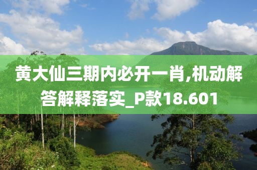 黄大仙三期内必开一肖,机动解答解释落实_P款18.601