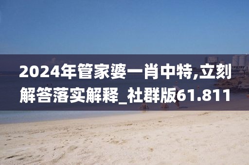 2024年管家婆一肖中特,立刻解答落实解释_社群版61.811