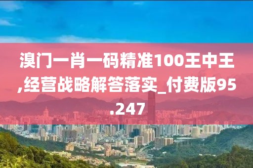 溴门一肖一码精准100王中王,经营战略解答落实_付费版95.247