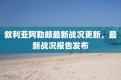 叙利亚阿勒颇最新战况更新，最新战况报告发布