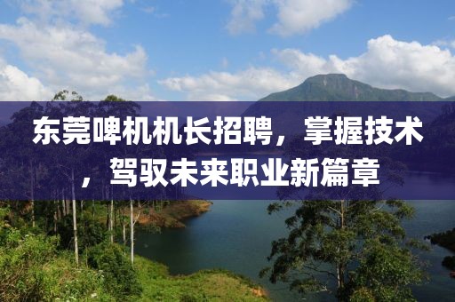 东莞啤机机长招聘，掌握技术，驾驭未来职业新篇章