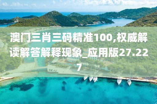 澳门三肖三码精准100,权威解读解答解释现象_应用版27.227