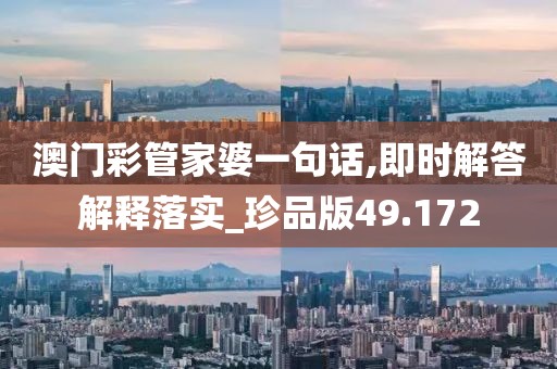 澳门彩管家婆一句话,即时解答解释落实_珍品版49.172