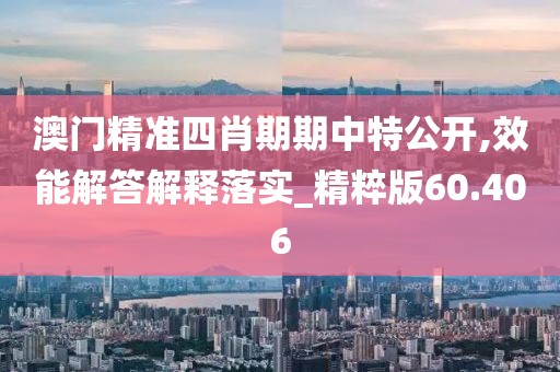 澳门精准四肖期期中特公开,效能解答解释落实_精粹版60.406