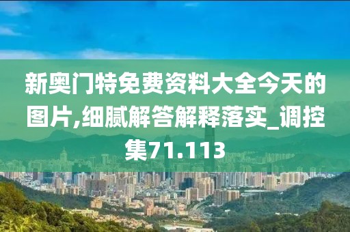 新奥门特免费资料大全今天的图片,细腻解答解释落实_调控集71.113