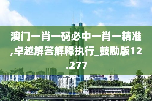 澳门一肖一码必中一肖一精准,卓越解答解释执行_鼓励版12.277
