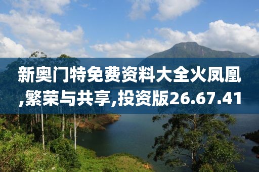 新奥门特免费资料大全火凤凰,繁荣与共享,投资版26.67.41