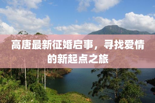 高唐最新征婚启事，寻找爱情的新起点之旅