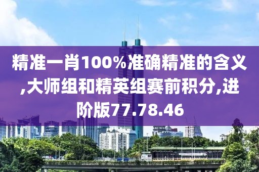 精准一肖100%准确精准的含义,大师组和精英组赛前积分,进阶版77.78.46