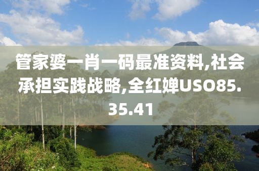 管家婆一肖一码最准资料,社会承担实践战略,全红婵USO85.35.41
