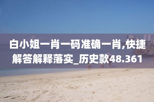 白小姐一肖一码准确一肖,快捷解答解释落实_历史款48.361