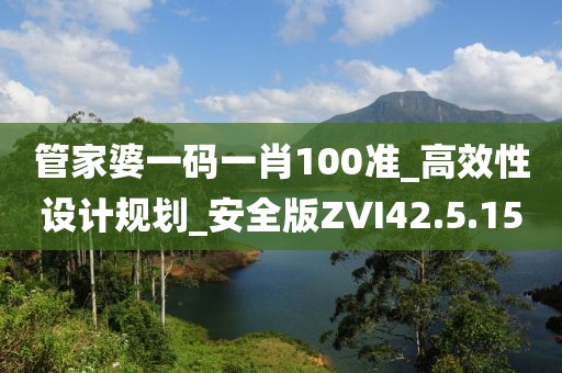 管家婆一码一肖100准_高效性设计规划_安全版ZVI42.5.15