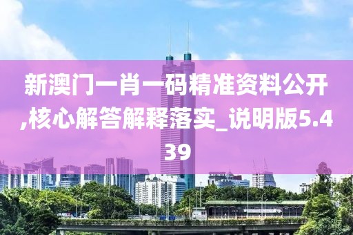 新澳门一肖一码精准资料公开,核心解答解释落实_说明版5.439