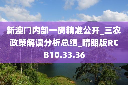 新澳门内部一码精准公开_三农政策解读分析总结_晴朗版RCB10.33.36