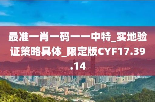 最准一肖一码一一中特_实地验证策略具体_限定版CYF17.39.14