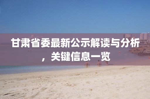 甘肃省委最新公示解读与分析，关键信息一览