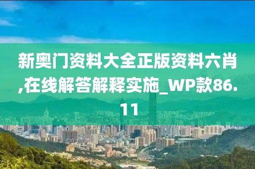 新奥门资料大全正版资料六肖,在线解答解释实施_WP款86.11