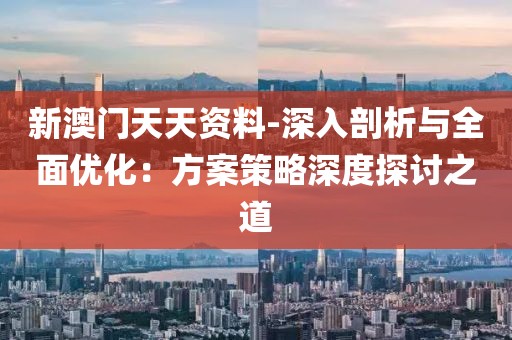 新澳门天天资料-深入剖析与全面优化：方案策略深度探讨之道