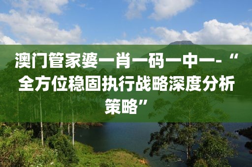 澳门管家婆一肖一码一中一-“全方位稳固执行战略深度分析策略”