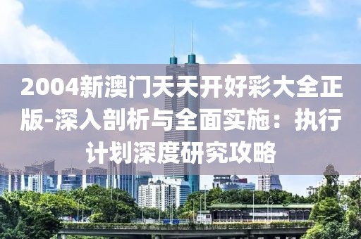 2004新澳门天天开好彩大全正版-深入剖析与全面实施：执行计划深度研究攻略