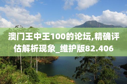 澳门王中王100的论坛,精确评估解析现象_维护版82.406