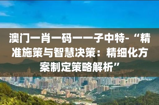 澳门一肖一码一一子中特-“精准施策与智慧决策：精细化方案制定策略解析”