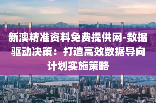 新澳精准资料免费提供网-数据驱动决策：打造高效数据导向计划实施策略