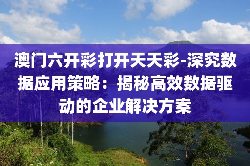 澳门六开彩打开天天彩-深究数据应用策略：揭秘高效数据驱动的企业解决方案