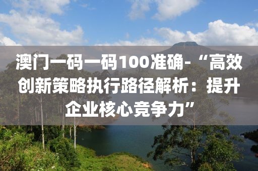 澳门一码一码100准确-“高效创新策略执行路径解析：提升企业核心竞争力”