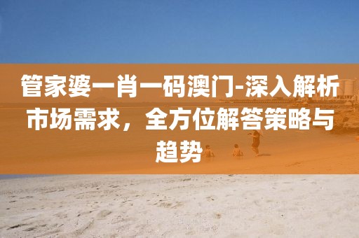 管家婆一肖一码澳门-深入解析市场需求，全方位解答策略与趋势