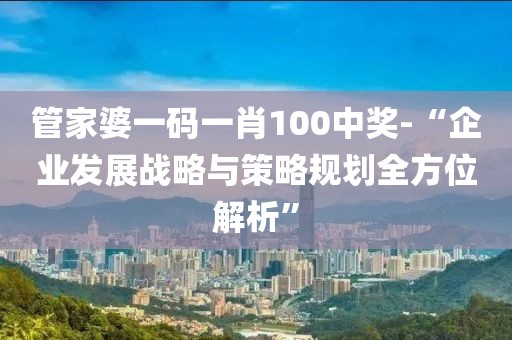 管家婆一码一肖100中奖-“企业发展战略与策略规划全方位解析”