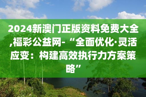 2024新澳门正版资料免费大全,福彩公益网-“全面优化·灵活应变：构建高效执行力方案策略”