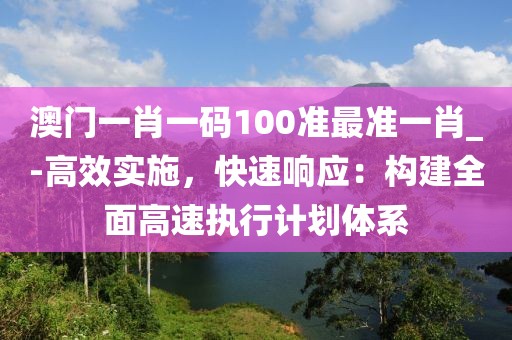 澳门一肖一码100准最准一肖_-高效实施，快速响应：构建全面高速执行计划体系