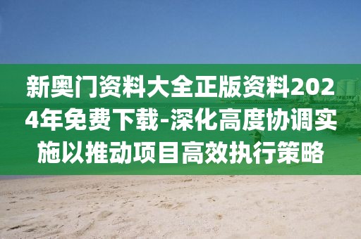新奥门资料大全正版资料2024年免费下载-深化高度协调实施以推动项目高效执行策略