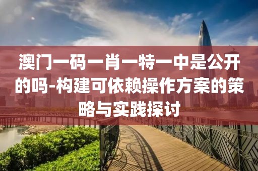 澳门一码一肖一特一中是公开的吗-构建可依赖操作方案的策略与实践探讨