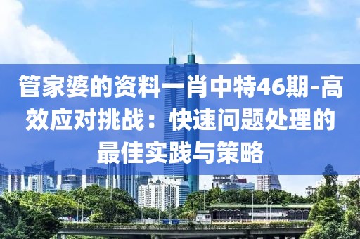 管家婆的资料一肖中特46期-高效应对挑战：快速问题处理的最佳实践与策略