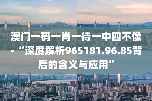 澳门一码一肖一待一中四不像-“深度解析965181.96.85背后的含义与应用”