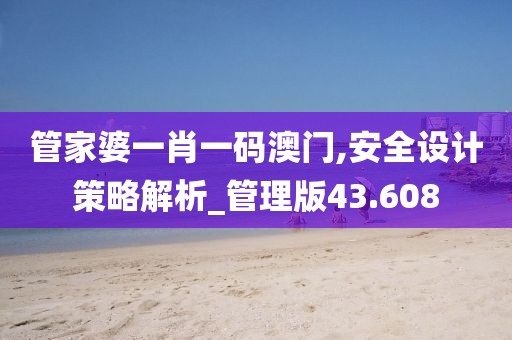 管家婆一肖一码澳门,安全设计策略解析_管理版43.608