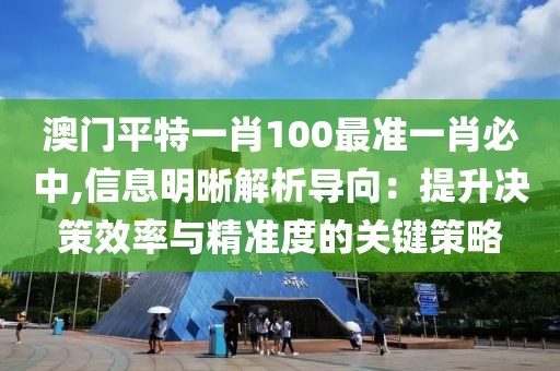澳门平特一肖100最准一肖必中,信息明晰解析导向：提升决策效率与精准度的关键策略