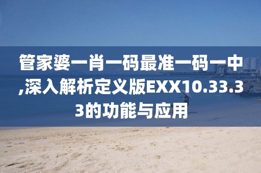 管家婆一肖一码最准一码一中,深入解析定义版EXX10.33.33的功能与应用