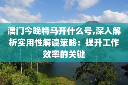 澳门今晚特马开什么号,深入解析实用性解读策略：提升工作效率的关键