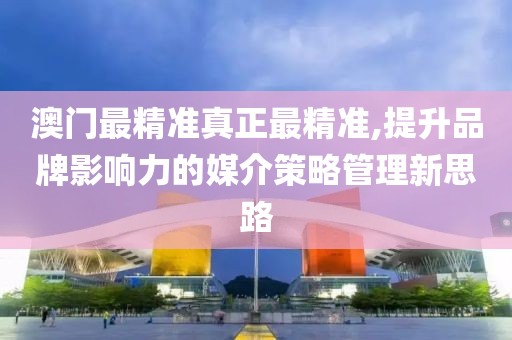 澳门最精准真正最精准,提升品牌影响力的媒介策略管理新思路