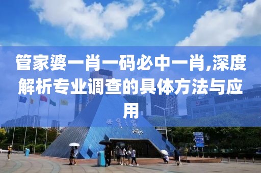 管家婆一肖一码必中一肖,深度解析专业调查的具体方法与应用