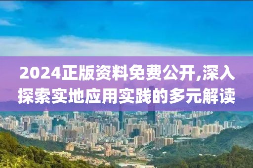 2024正版资料免费公开,深入探索实地应用实践的多元解读